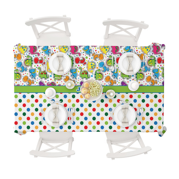 Dinosaur Print & Dots Tablecloths (58"x102") - TOP VIEW