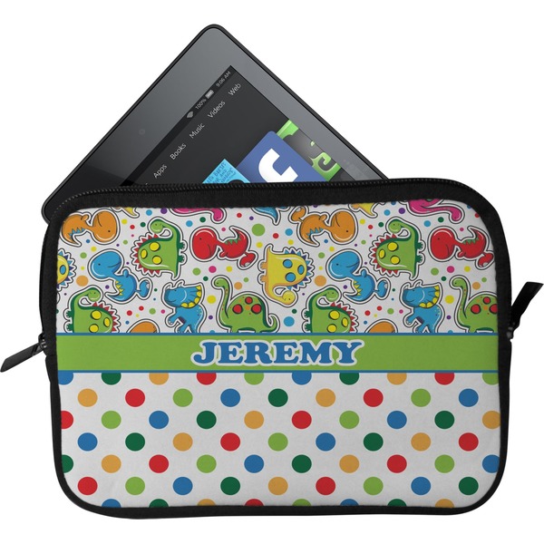Custom Dinosaur Print & Dots Tablet Case / Sleeve - Small (Personalized)