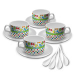 Dinosaur Print & Dots Tea Cup - Set of 4 (Personalized)