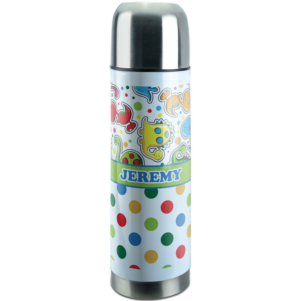 Custom Dinosaur Print & Dots Stainless Steel Thermos (Personalized)