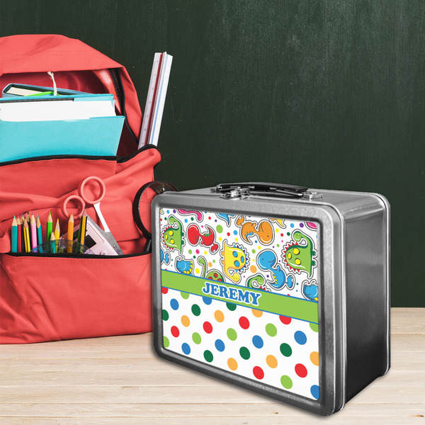 Dinosaur Print & Dots Tin Lunchbox - LIFESTYLE