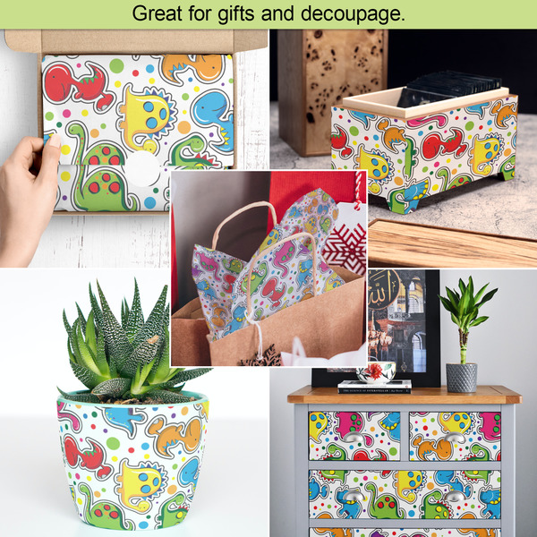 Dinosaur Print & Dots Tissue Paper - In Use Collage