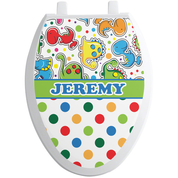 Dinosaur Print & Dots Toilet Seat Decal (Personalized)
