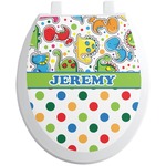 Dinosaur Print & Dots Toilet Seat Decal (Personalized)