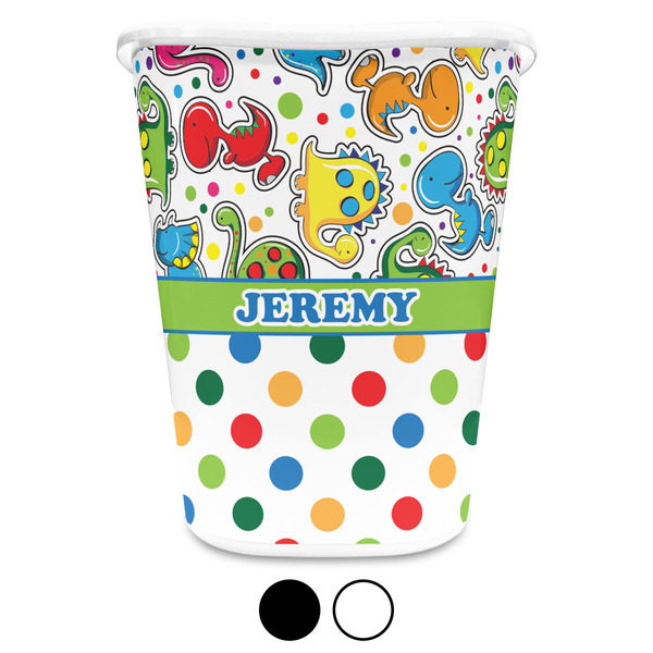 Dinosaur Print & Dots Personalized Trash Can