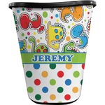 Dinosaur Print & Dots Waste Basket - Double Sided (Black) (Personalized)
