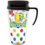 Dinosaur Print & Dots Acrylic Travel Mug with Handle (Personalized)