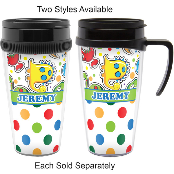 Dinosaur Print & Dots Travel Mugs - with & without Handle