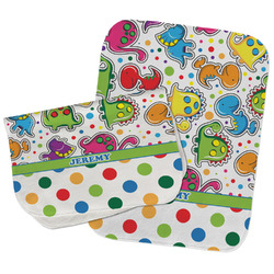 Dinosaur Print & Dots Burp Cloths - Fleece - Set of 2 w/ Name or Text