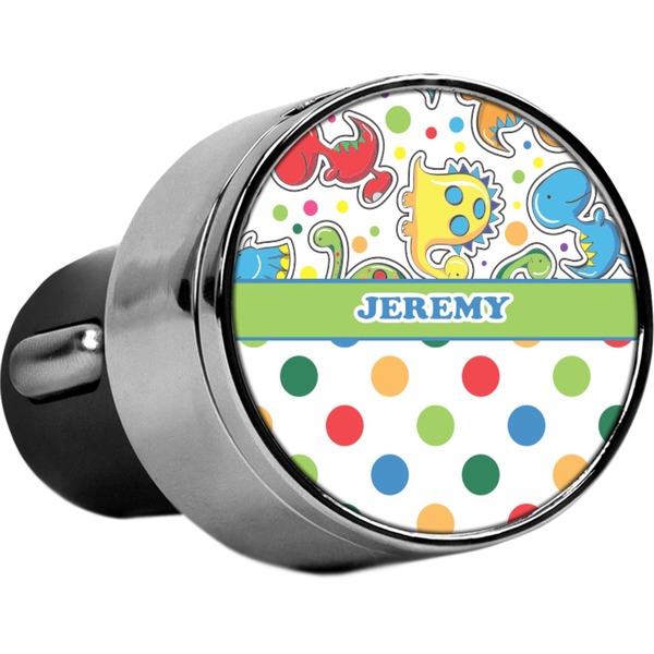 Custom Dinosaur Print & Dots USB Car Charger (Personalized)