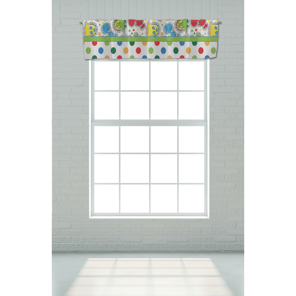 Dinosaur Print & Dots Valance - On window