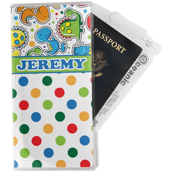 Custom Dinosaur Print & Dots Travel Document Holder