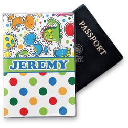 Dinosaur Print & Dots Vinyl Passport Holder (Personalized)
