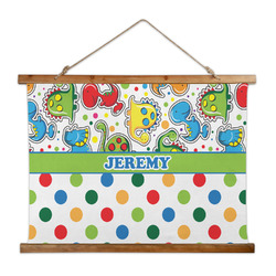 Dinosaur Print & Dots Wall Hanging Tapestry - Wide (Personalized)