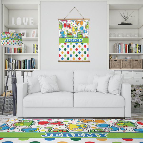 Dinosaur Print & Dots Wall Hanging Tapestry - Portrait - IN CONTEXT