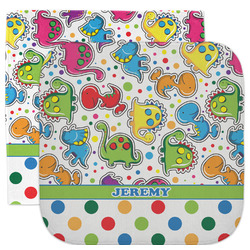Dinosaur Print & Dots Facecloth / Wash Cloth (Personalized)