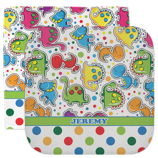 Custom Dinosaur Print & Dots Facecloth / Wash Cloth (Personalized)