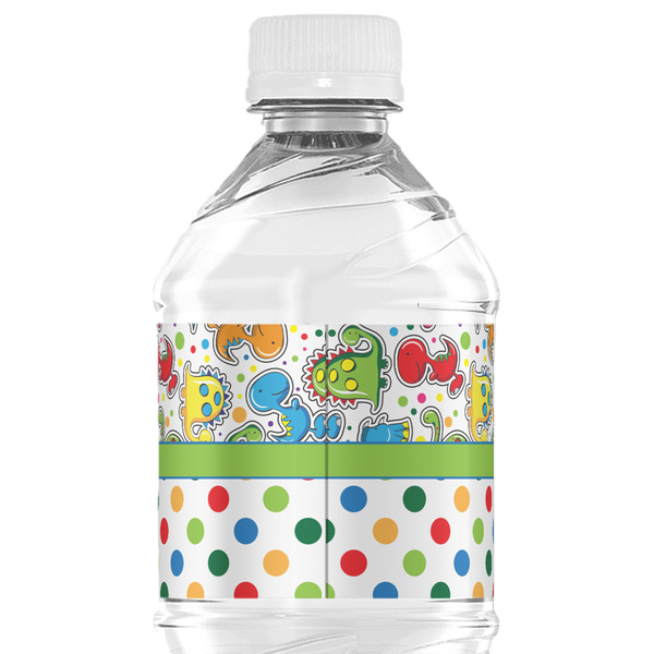 Dinosaur Print & Dots Water Bottle Label - Back View