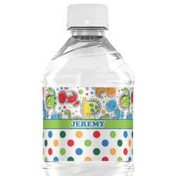 Dinosaur Print & Dots Water Bottle Labels - Custom Sized (Personalized)