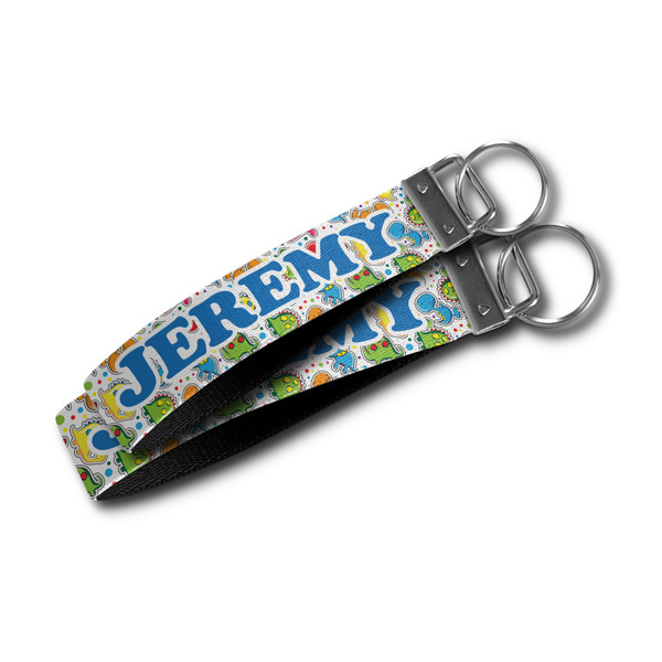 Dinosaur Print & Dots Webbing Keychain FOBs - Size Comparison