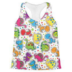 Dinosaur Print & Dots Womens Racerback Tank Top - X Large