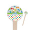 Dinosaur Print & Dots 4" Round Wooden Food Picks - Single Sided (Personalized)