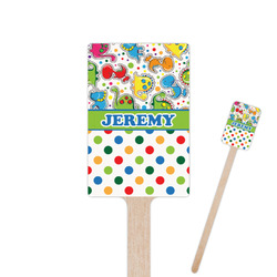 Dinosaur Print & Dots 6.25" Rectangle Wooden Stir Sticks - Double Sided (Personalized)