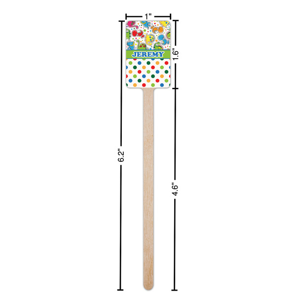 Dinosaur Print & Dots Wooden 6.25" Stir Stick - Rectangular - Dimensions