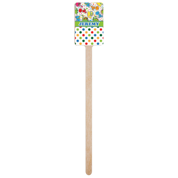 Dinosaur Print & Dots Wooden 6.25" Stir Stick - Rectangular - Single Stick