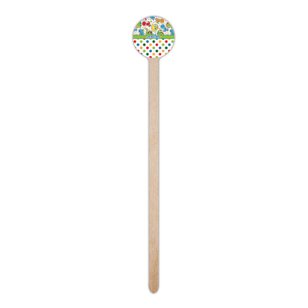Dinosaur Print & Dots Wooden 6" Stir Stick - Round - Single Stick