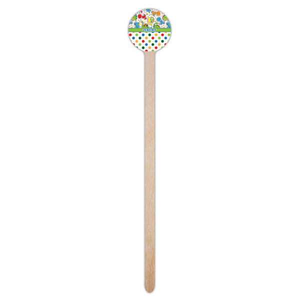 Dinosaur Print & Dots Wooden 7.5" Stir Stick - Round - Single Stick