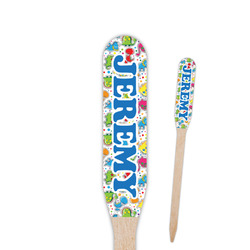 Dinosaur Print & Dots Paddle Wooden Food Picks - Double Sided (Personalized)