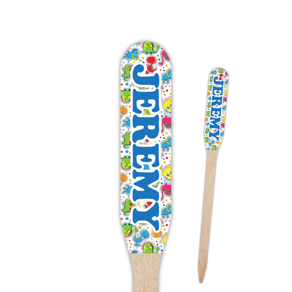 Custom Dinosaur Print & Dots Paddle Wooden Food Picks (Personalized)