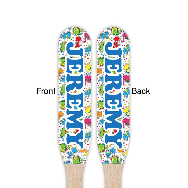 Dinosaur Print & Dots Wooden Food Pick - Paddle - Double Sided - Front & Back