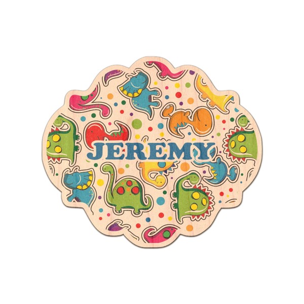 Custom Dinosaur Print & Dots Genuine Maple or Cherry Wood Sticker (Personalized)