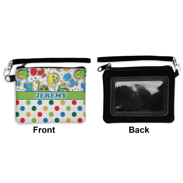 Dinosaur Print & Dots Wristlet ID Cases - Front & Back