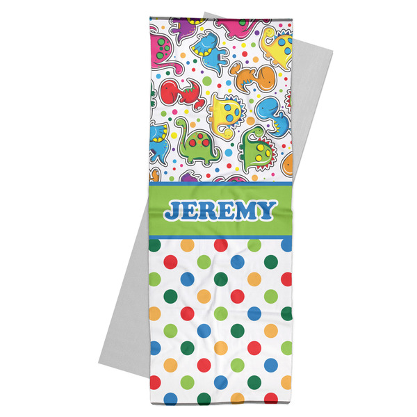 Custom Dinosaur Print & Dots Yoga Mat Towel (Personalized)