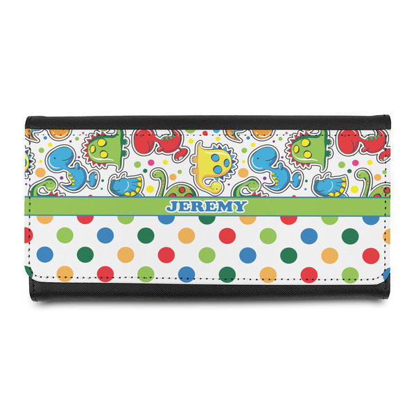 Custom Dinosaur Print & Dots Leatherette Ladies Wallet (Personalized)