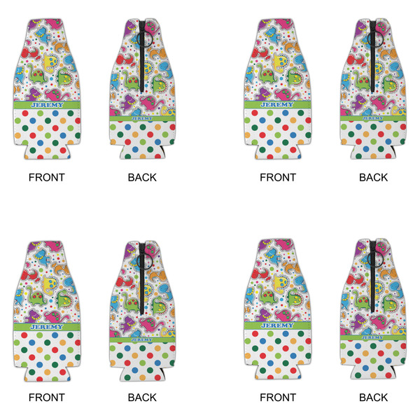 Dinosaur Print & Dots Zipper Bottle Cooler - Set of 4 - APPROVAL