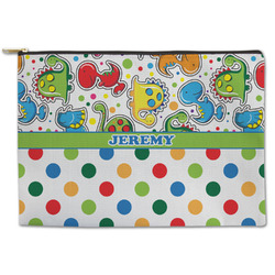Dinosaur Print & Dots Zipper Pouch (Personalized)