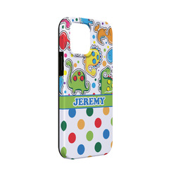 Dinosaur Print & Dots iPhone Case - Rubber Lined - iPhone 13 Mini (Personalized)