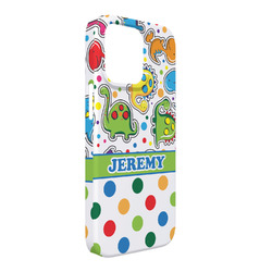 Dinosaur Print & Dots iPhone Case - Plastic - iPhone 13 Pro Max (Personalized)
