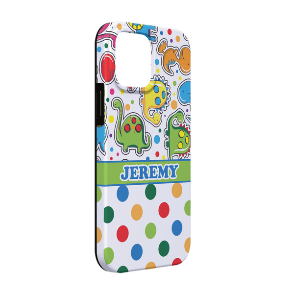 Custom Dinosaur Print & Dots iPhone Case - Rubber Lined - iPhone 13 (Personalized)