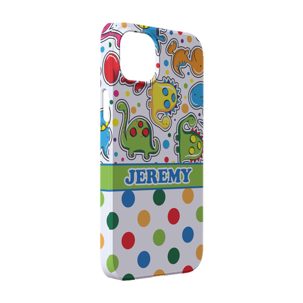 Custom Dinosaur Print & Dots iPhone Case - Plastic - iPhone 14 (Personalized)