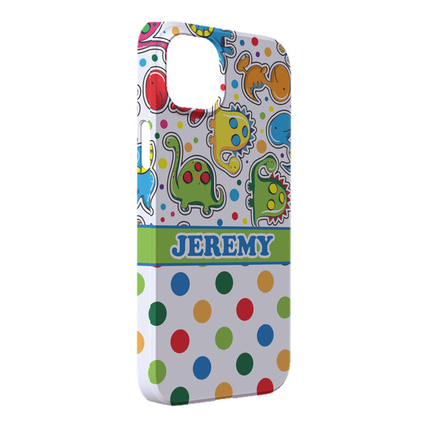 Custom Dinosaur Print & Dots iPhone Case - Plastic - iPhone 14 Plus (Personalized)
