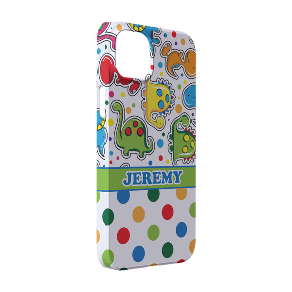 Custom Dinosaur Print & Dots iPhone Case - Plastic - iPhone 14 Pro (Personalized)