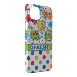 Dinosaur Print & Dots iPhone Case - Plastic - iPhone 14 Pro Max (Personalized)