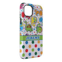 Dinosaur Print & Dots iPhone Case - Rubber Lined - iPhone 14 Pro Max (Personalized)