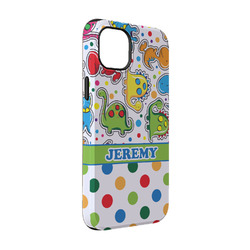 Dinosaur Print & Dots iPhone Case - Rubber Lined - iPhone 14 Pro (Personalized)