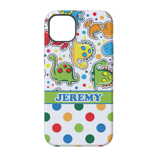 Dinosaur Print & Dots iPhone 14 Pro Tough Case - Back